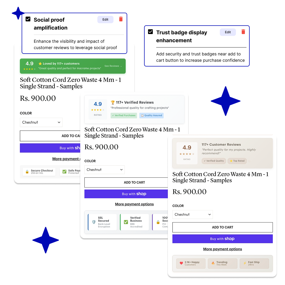 AI Variant Generation UI snippet